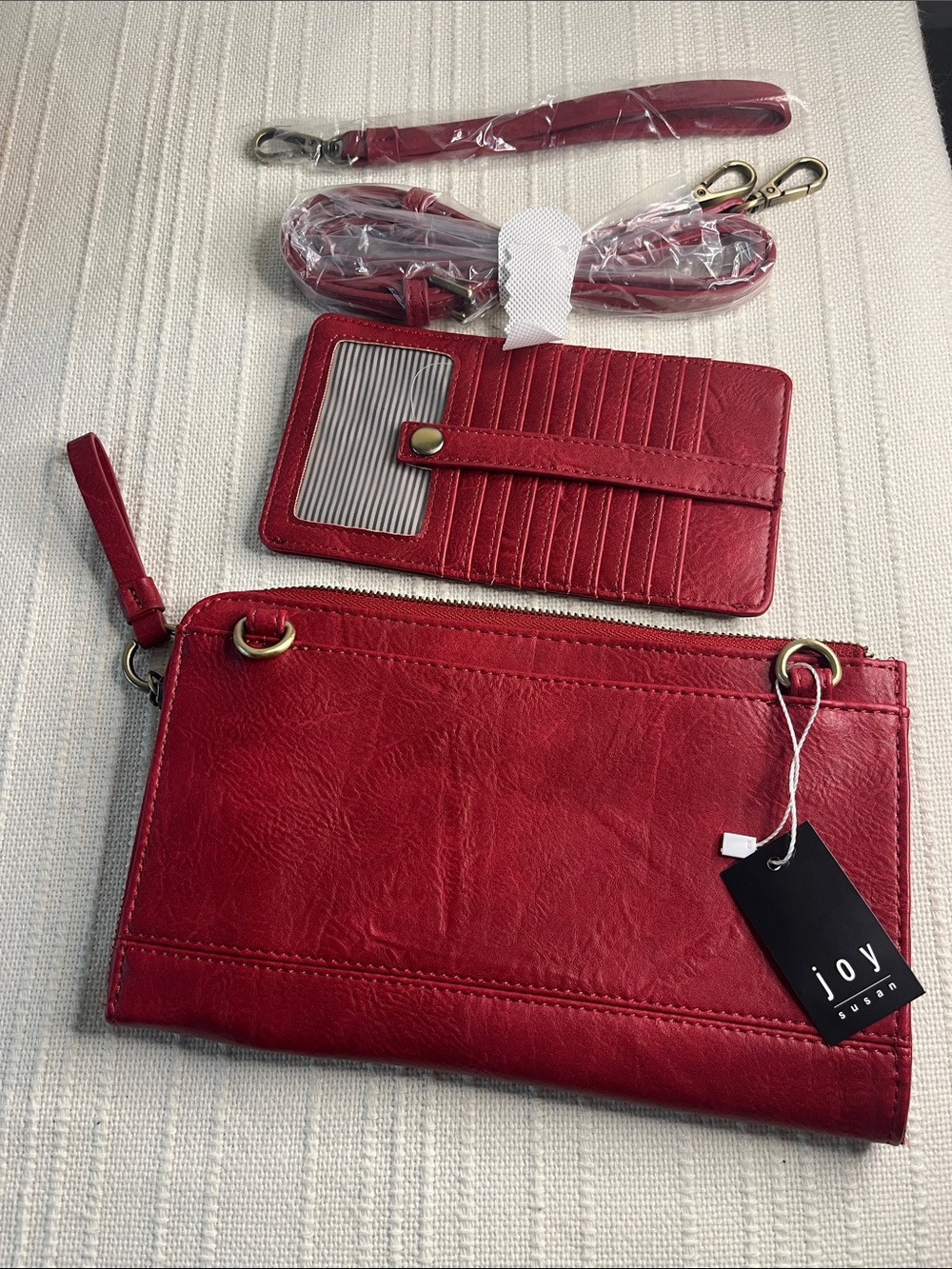 JOY Susan: Red Convertible Wristlet Crossbody NWT wCardholder NEW! 4 pc set - Picture 16 of 16